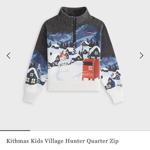 Kith Kids Kithmas Village Quarter Zip - Black, White, Red